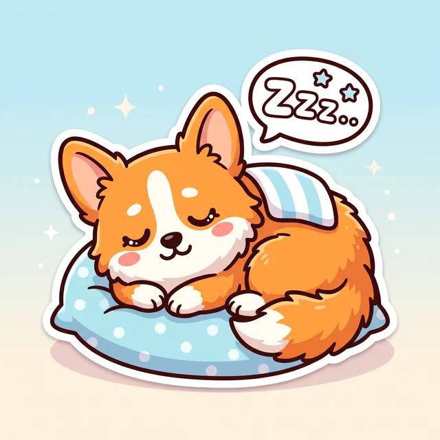 AI 生成 LINE 貼圖範例：睡著